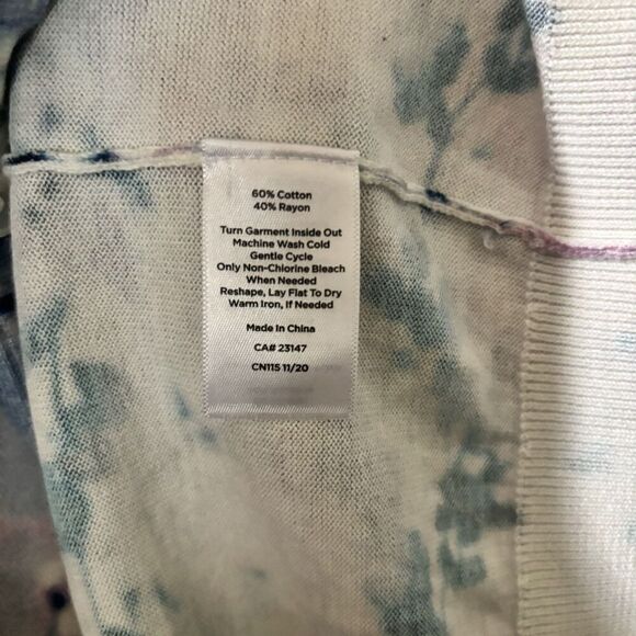 Talbots Cardigan Womens Large Multicolor Floral Abstract Button Stretch Sweater - Picture 8 of 9